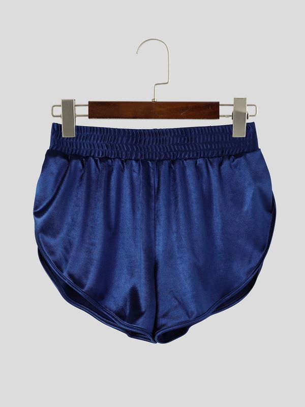 Men's Retro Sporty Beach Jogging Fluid Luster Curved Hem Running Short SKUL84065