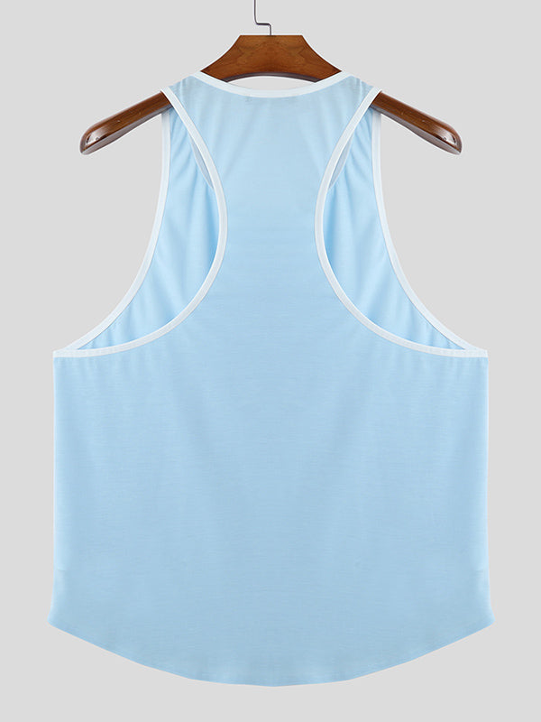 Mens Letter Print Colorblock Tank SKUK99996