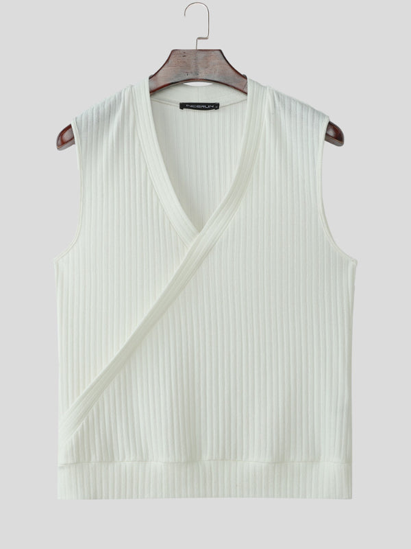 Mens Solid Color Textured Casual Tank SKUL15583