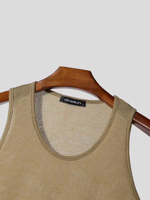 Men's Vintage Casual Slub Textured Knit Fitted Muscle Tank SKUL69705