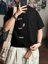 Men's Asymmetric Chinese Knot Short Sleeve Shirt SKUL50139