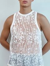 Mens Solid Color Sheer Mesh Tank SKUK95740