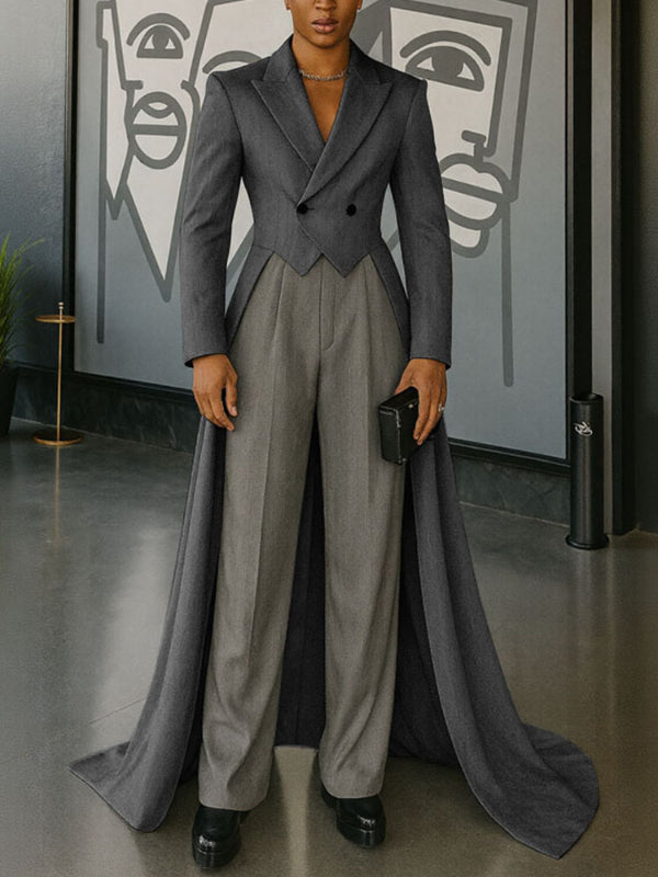 Men's Solid Color Long Hem Casual Long Sleeve Blazer SKUL31841