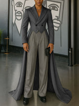 Men's Solid Color Long Hem Casual Long Sleeve Blazer SKUL31841