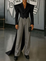 Men's Deconstructed Wide Shoulder Tail Casual Blazer SKUL41340