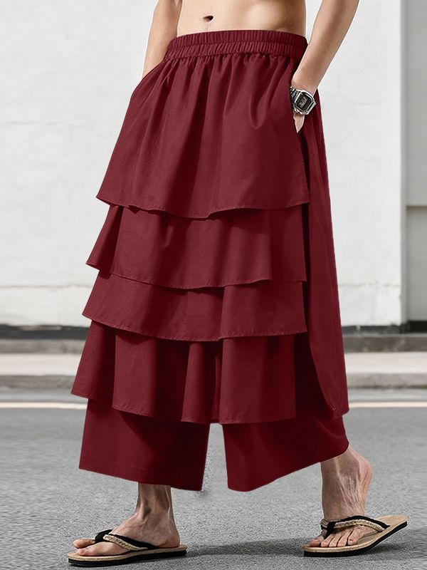 Men's Layered Design Loose Fit Casual Pant SKUL49971