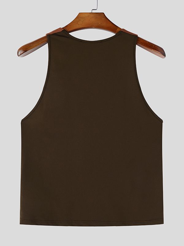 Men's vant-Garde Knot Detail Contrast Colorblock Fitted Muscle Tank SKUL60608