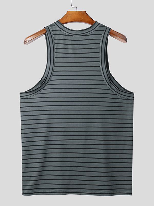 Mens Striped Colorblock Casual Tank SKUL03123