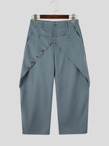 Men's Avant-Garde Darkwear City Walk Asymmetric Button Flap Balloon Wide-Leg Pant SKUL85218