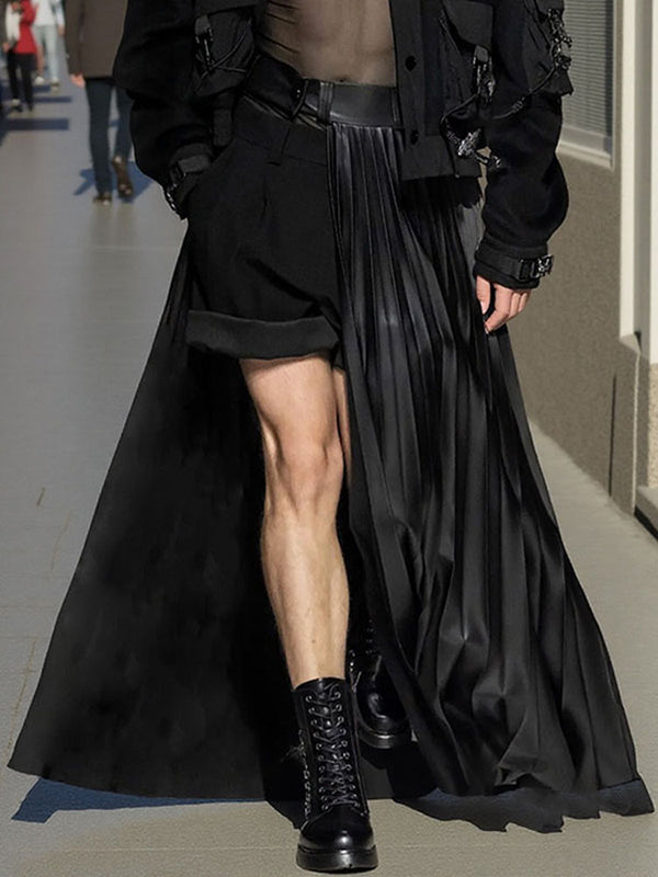 Mens Elegant Pleated Long Midi Skirt SKUK90363