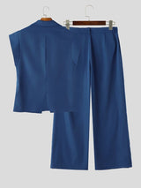 Men's High Street Urban Casual Single-Breasted Two Pieces Outfit SKUL77310