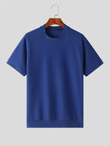 Mens Solid Textured Casual Short Sleeve T-Shirt SKUK63092