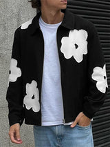 Mens Floral Pattern Zipper Long-Sleeve Jacket SKUK89046