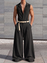 [Pre-order] Men's Avant-Garde Chic Stage Runway Side Cutout Deep V Jumpsuit SKUL88388