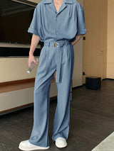 Men's Solid Color Casual Two Pieces Outfit SKUL30491