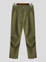 Mens Solid Casual Drawstring Cuff Cargo Pants SKUK39556