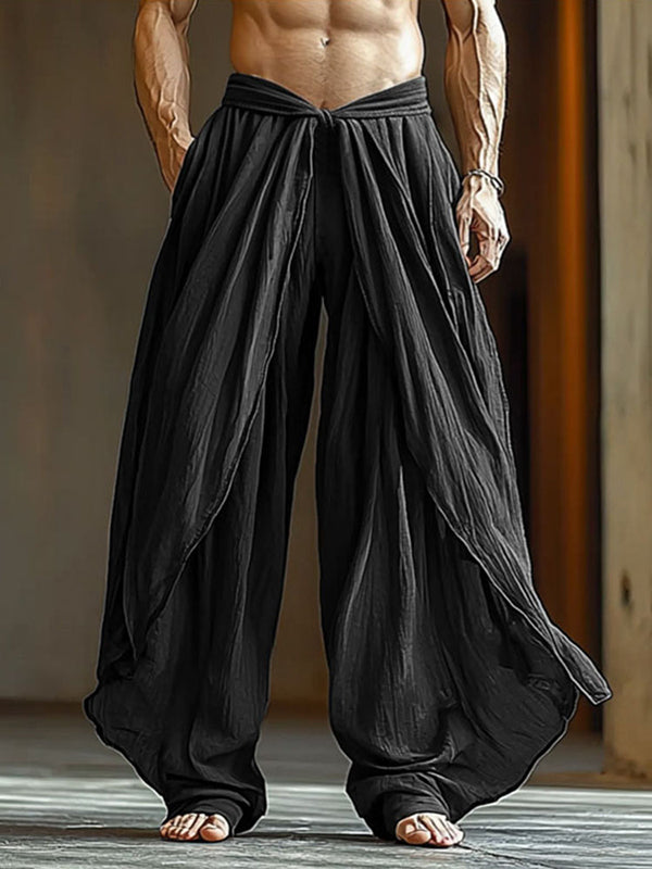 Mens Solid Color Ruched Textured Pant SKUL15169