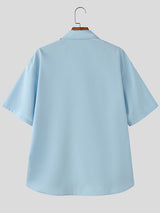 Men's Tie Color Block Short Sleeve Shirt SKUL36462