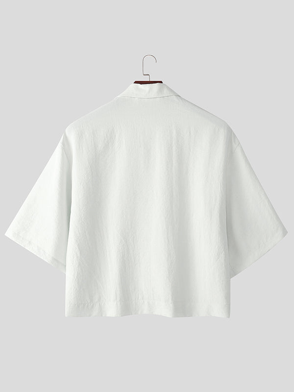 Mens Solid Color Casual Short-Sleeve Shirt SKUL10729