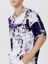 Mens Print Loose V-Neck T-Shirts SKU909068