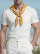 Men's Colorblock Sailor Collar Short Sleeve T-Shirt SKUL27341