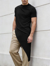 Men's Solid Color Asymmetric Hem Short Sleeve T-shirt SKUL60958