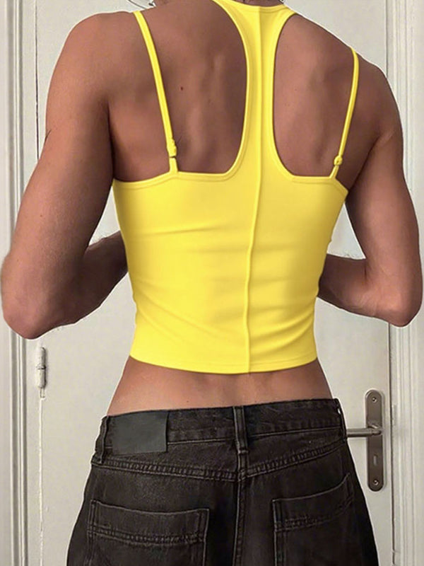 Men's Solid Color Casual Cropped Tank SKUL22292