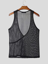 Mens Sheer Mesh Deep V-Neck Tank SKUL16788