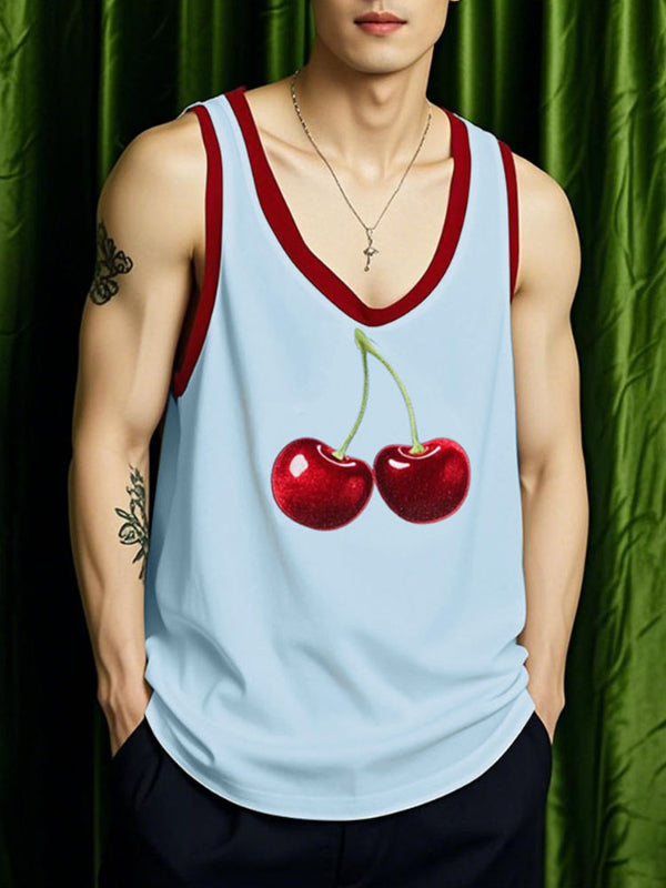 Mens Cherry Print Casual Tank SKUL18870