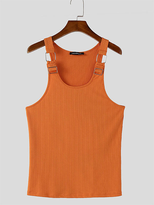 Mens Metal Buckle Patchwork Casual Tank SKUL05854