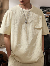 Mens Casual Crinkle Cotton Short Sleeve T-Shirt SKUK72831