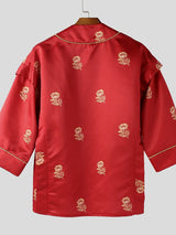 Men's Deconstructed Rose Print Half Sleeve Cardigan SKUL36314