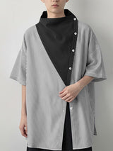 Men's Contrast Patchwork Striped Half Sleeve Shirt SKUL50091