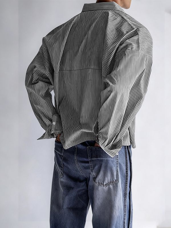 Men's Striped Casual Long Sleeve Shirt SKUL37285