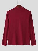 Mens Asymmetrical Zip Knit Long Sleeve T-Shirt SKUL00055