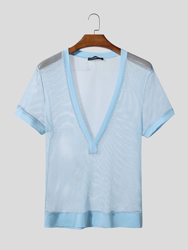 Men's Sheer Mesh Short Sleeve T-shirt SKUL47995