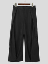 Mens Solid Pleated Casual Wide Leg Pants SKUK45347