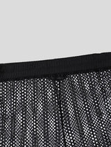 Men's Modern High-Street Sheer Open Mesh Honeycomb Fitted Short SKUL69694