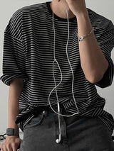 Men's Striped Crew Neck Casual Short Sleeve T-Shirt SKUL24616