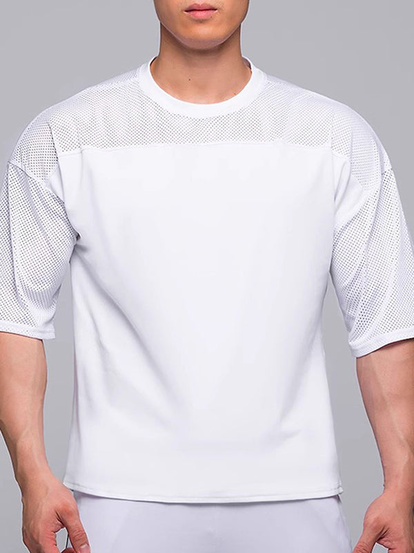 Mens Hollow-Out Mesh Sheer Half Sleeve T-Shirt SKUK99037