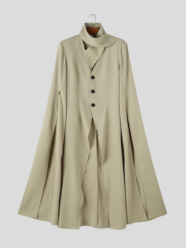 Men's Avant-Garde Runway Evening Gala Slit Cape Sleeve Scarf Neck Cardigan SKUL84581