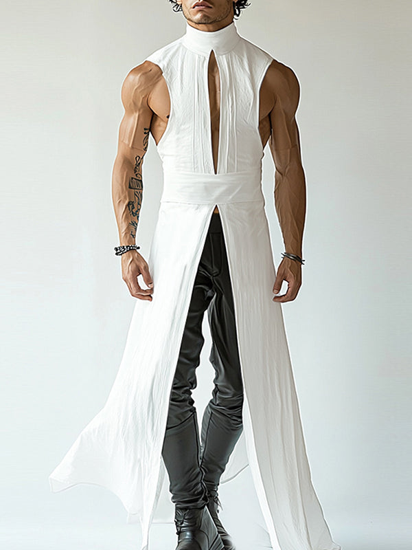 Mens Cut-Out Long Split Hem Tank SKUL05511