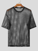 Mens Shimmer Mesh Sheer Half-Sleeve T-Shirt SKUK99783