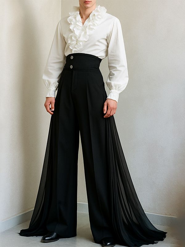 Men's Chiffon Patchwork Pleated Casual Pant SKUL37701