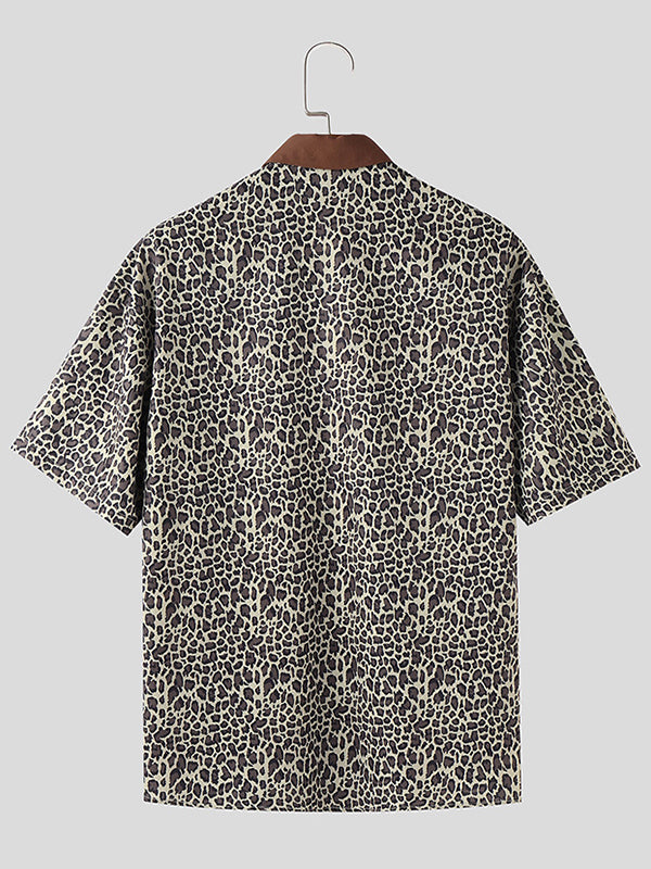 Mens Leopard Print Short Sleeve Shirt SKUL10755