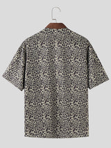 Mens Leopard Print Short Sleeve Shirt SKUL10755