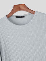 Men's Solid Color Textured Long Sleeve T-Shirt SKUL36666