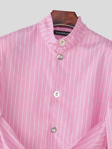 Men's Striped Asymmetrical Hem Long Sleeve Blazer SKUL33050