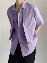 Mens Solid Color Short-Sleeve Pocket Shirt SKUL01121