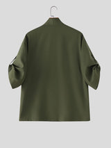 Men's Avant-Garde Deconstructed Kimono-Style Utility Short Sleeve Shirt SKUL63240